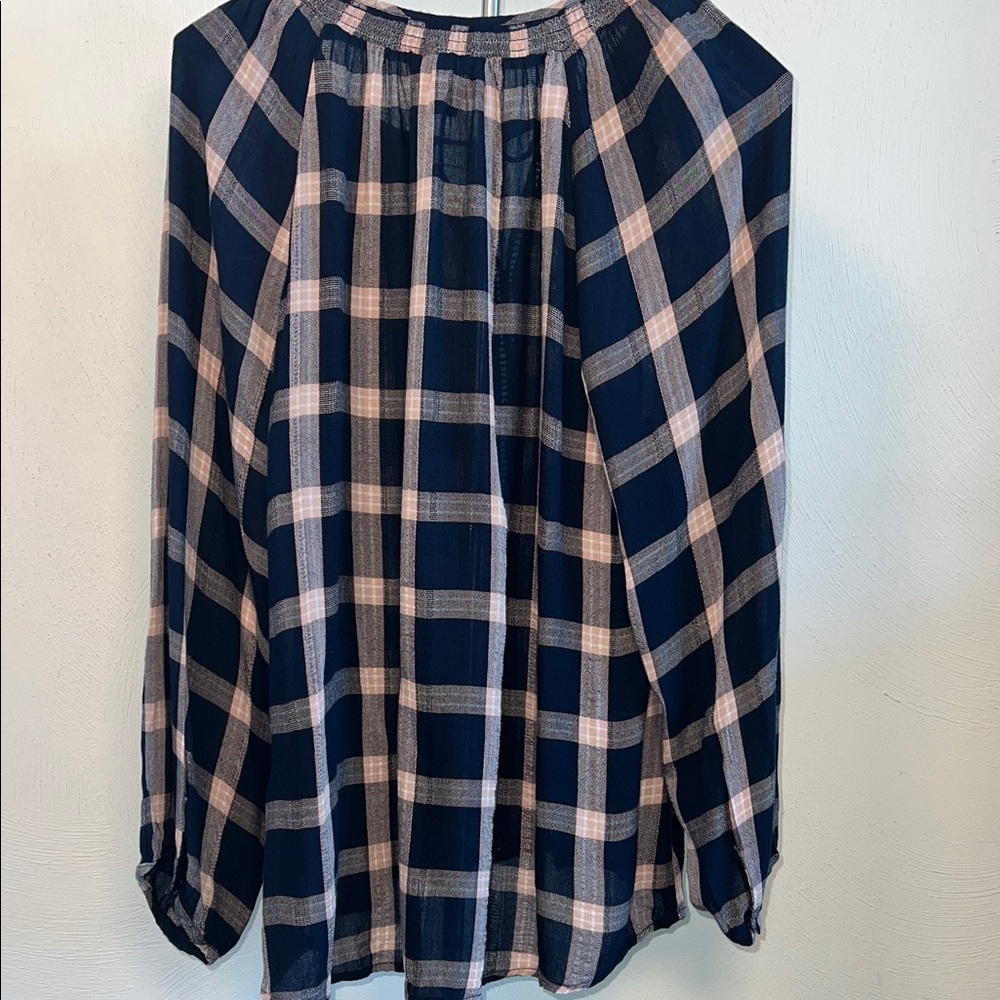 American Eagle Outfitters Blue and White Checkered Blouse - Picture 6 of 9